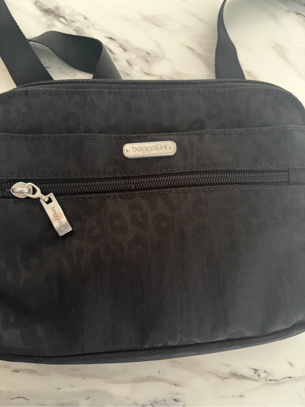 Baggallini Black Crossbody Messenger with Subtle Pattern
